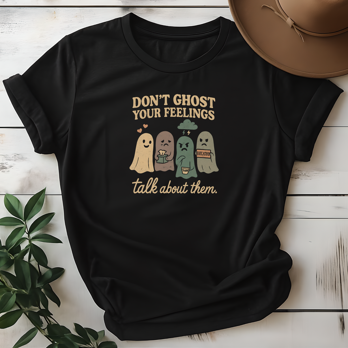Retro Funny Don't Ghost Your Feelings Talk About Them Tees - Design & Print Hub