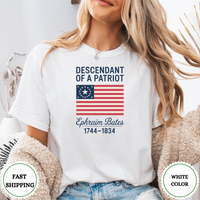Descendant Of A Patriot Ephraim Bates Tees - Design & Print Hub