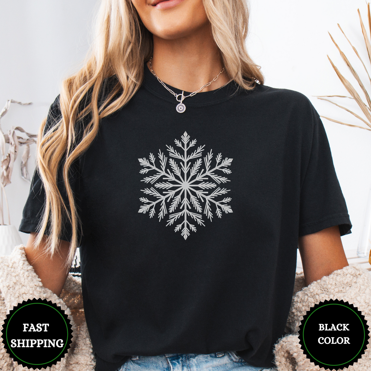 Snowflake Tee – Minimalist Winter Christmas Shirt - Design & Print Hub