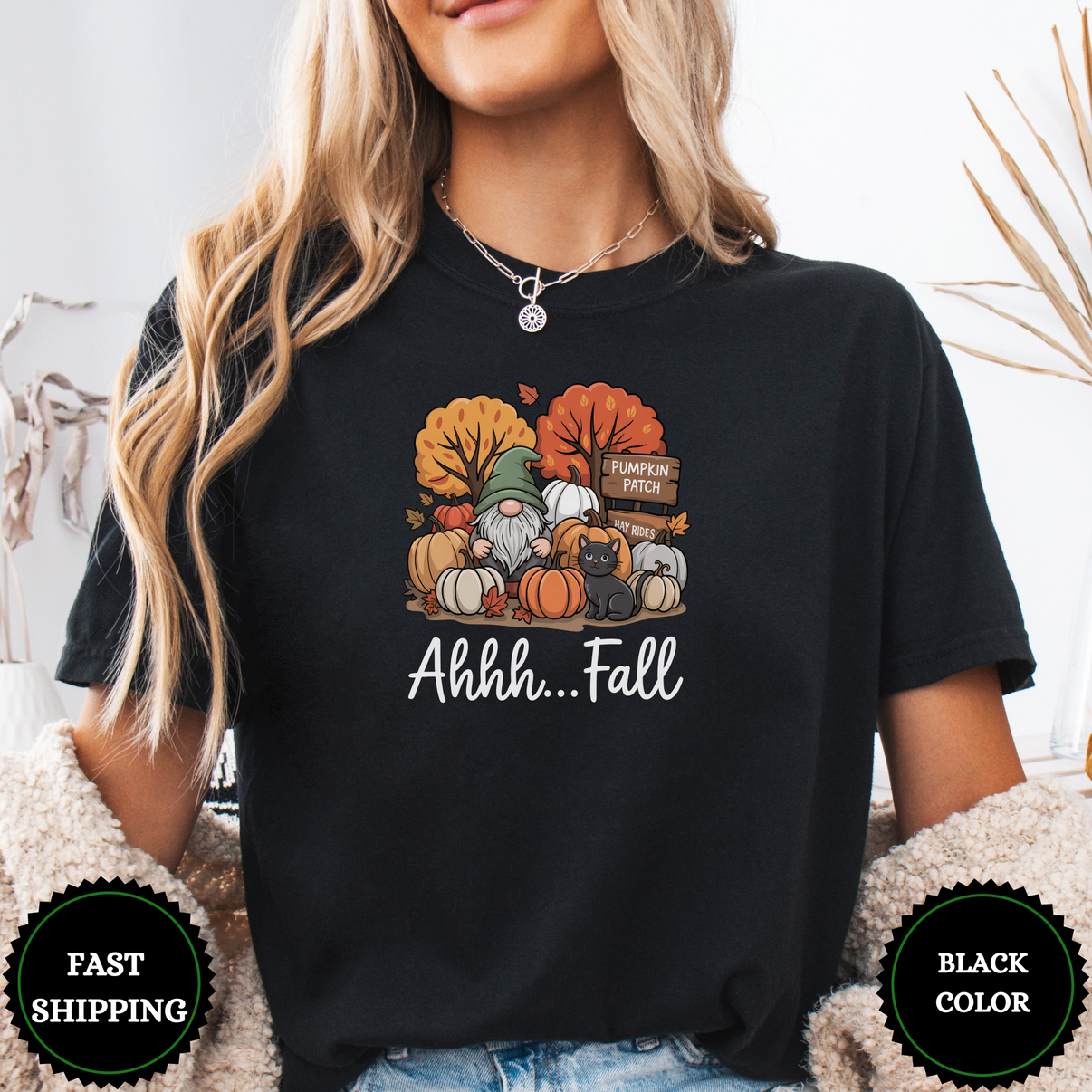 Ahh Fall Gnome Tee – Autumn Pumpkin Patch Shirt - Design & Print Hub