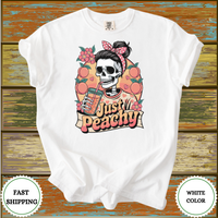 Just Peachy Tee – Cute Retro Fruit Shirt with Kawaii Peach Graphic & Positive Vibes - Design & Print Hub