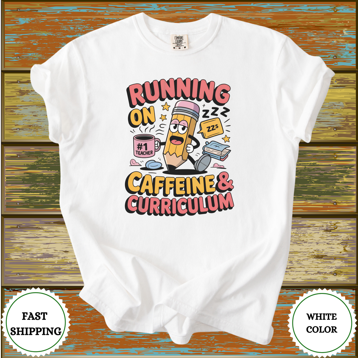 Running on Caffeine & Curriculum Teacher Shirt - Design & Print Hub