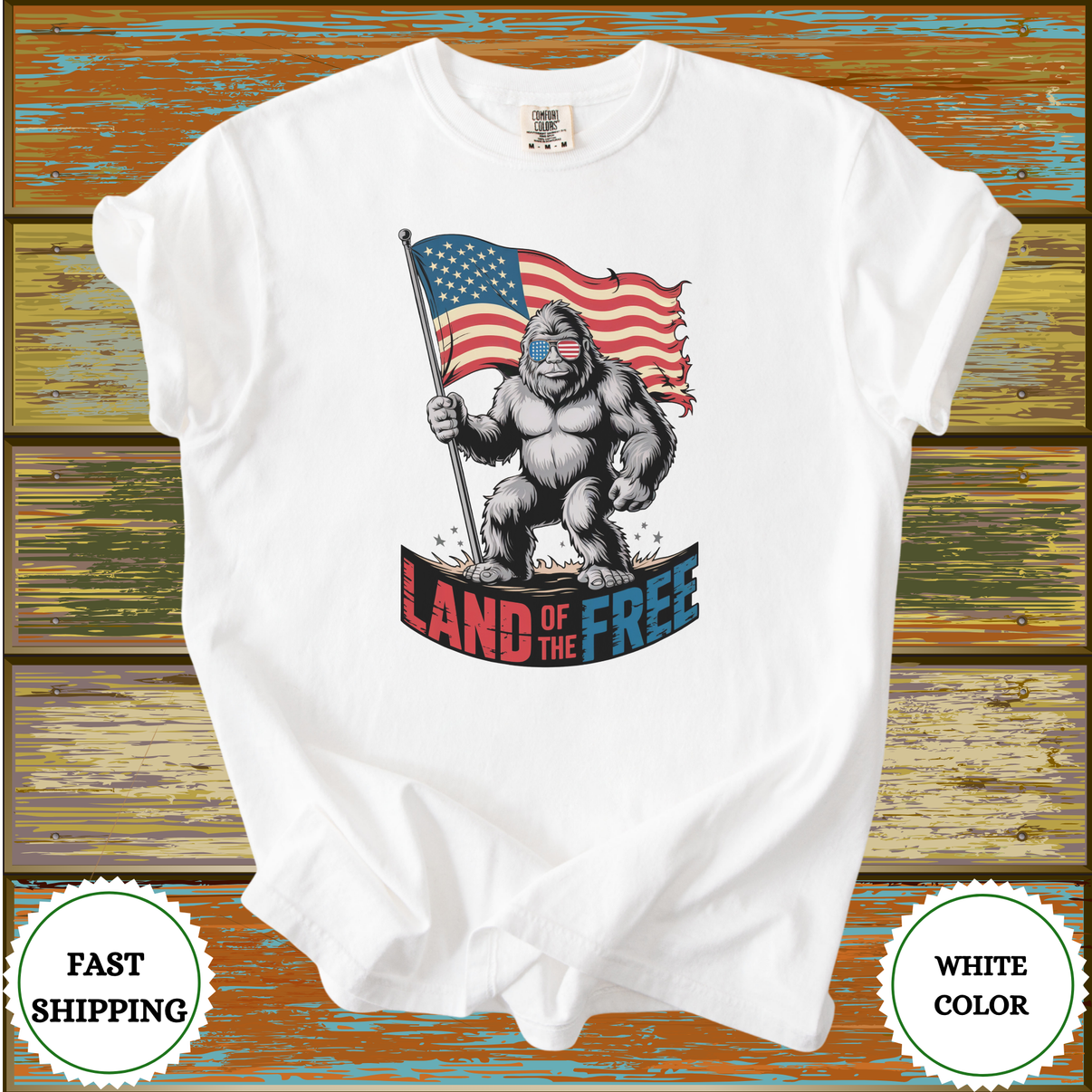 Bigfoot Land of the Free T-Shirt - Design & Print Hub