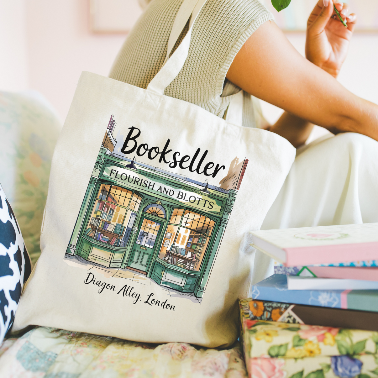 Flourish and Blotts Tote Bag | Bookstore Lover Gift for Readers & Harry Potter Fans - Design & Print Hub