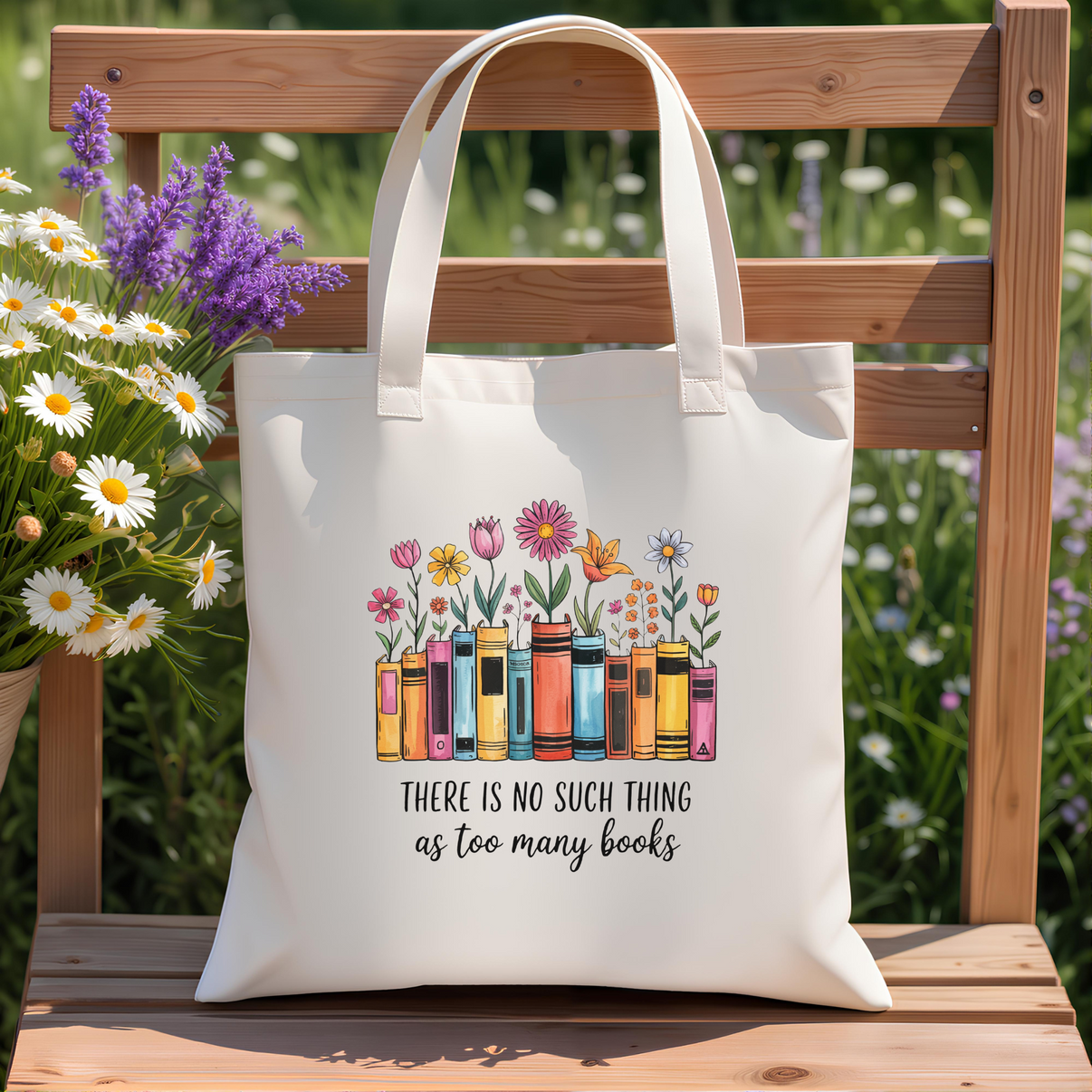 Too Many Books Tote Bag | Book Lover Gift for Readers, Librarians & Teachers - Design & Print Hub
